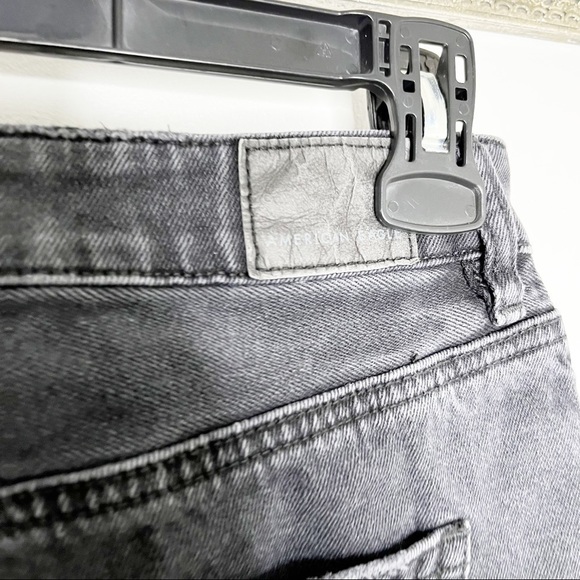 American Eagle Black Distressed Hem Straight Leg High Waist Black Jeans Size 4 - Picture 7 of 10